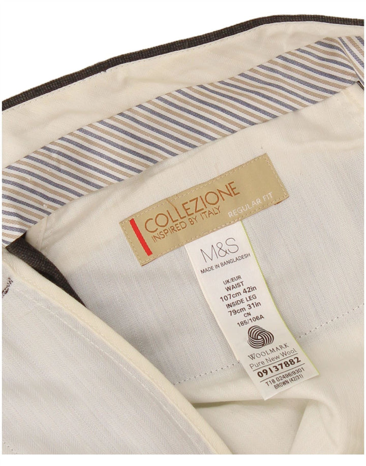 Marks & Spencer muške ležerne hlače regularnog kroja W42 L31 crna vuna