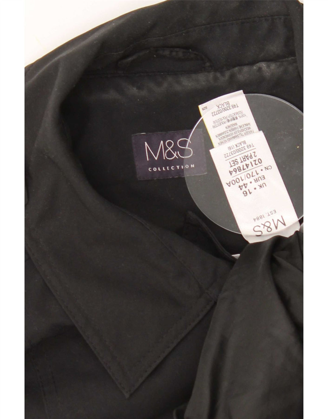 Marks & Spencer ženski trenč kaput UK 16 veliki crni poliester