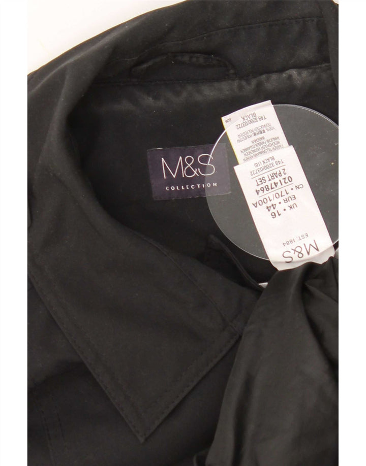 Marks & Spencer ženski trenč kaput UK 16 veliki crni poliester