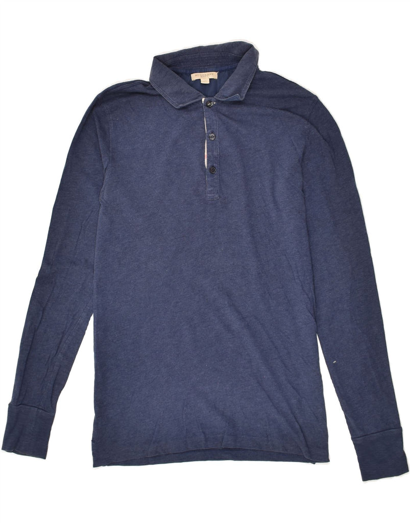 BURBERRY Mens Long Sleeve Polo Shirt XS Navy Blue Cotton Vintage Burberry and Second-Hand Burberry from Messina Hembry 
