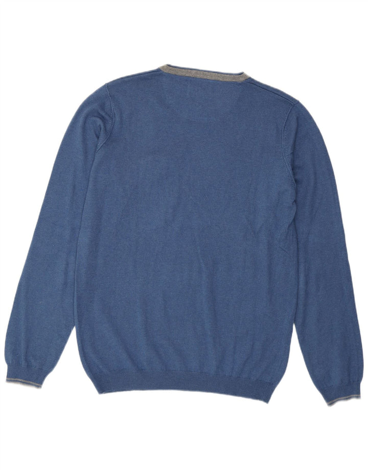 FRED MELLO Mens Crew Neck Jumper Sweater Medium Blue Vintage Fred Mello and Second-Hand Fred Mello from Messina Hembry 