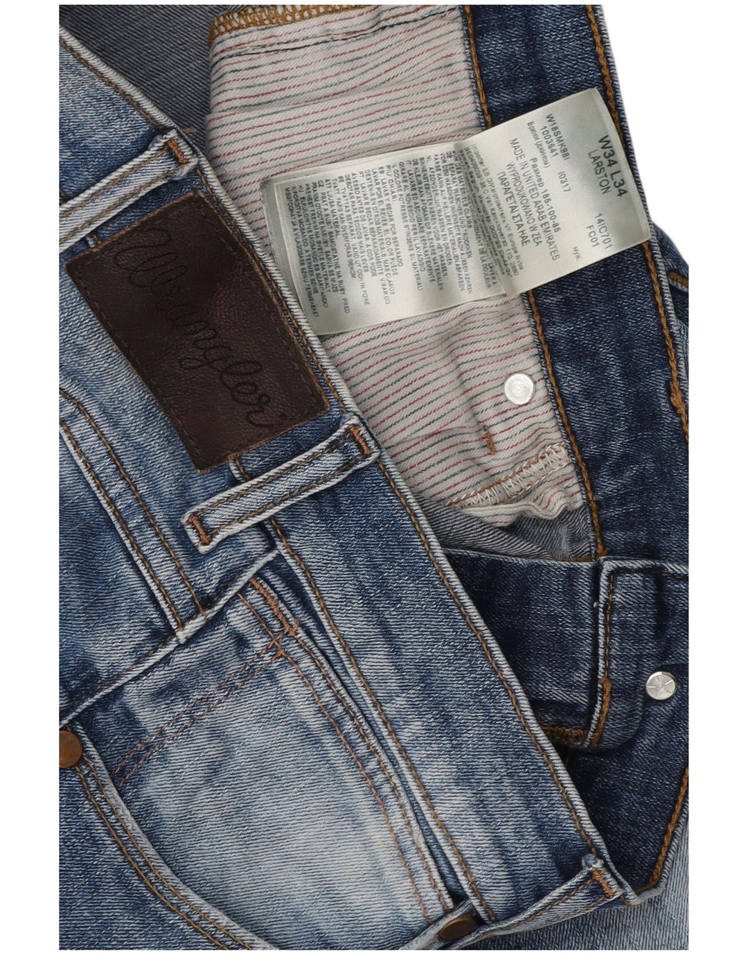 WRANGLER Muške ravne traperice Larston W34 L27 plavi pamuk