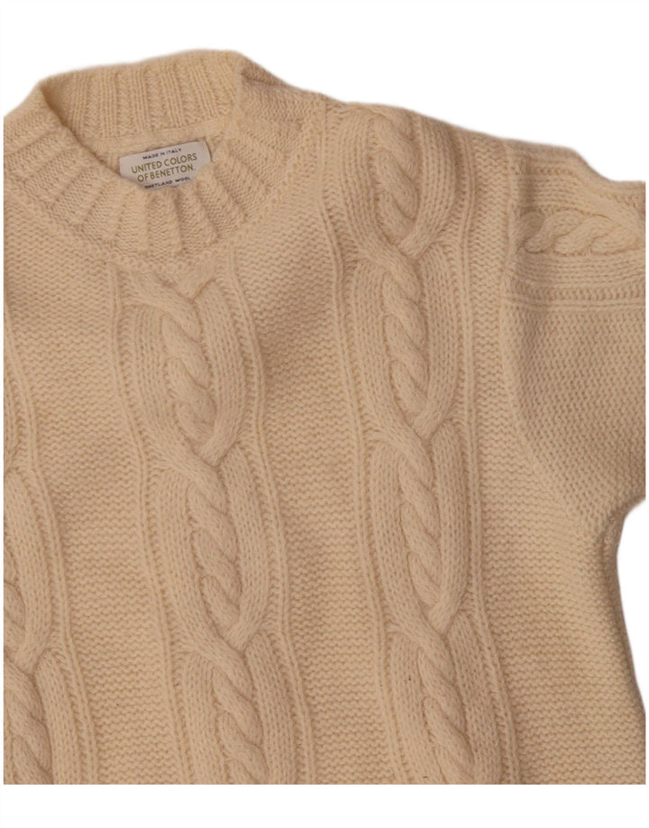 Benetton ženski džemper s kornjačičastim ovratnikom UK 14 Velika prljavo bijela vuna