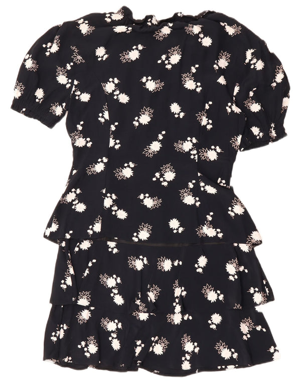 VINTAGE ženska haljina s peplumom EU 38 Srednje tamnoplava cvjetna viskoza