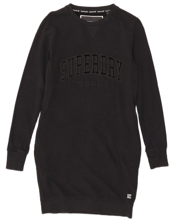 SUPERDRY Ženska majica s grafičkim džemperom UK 12 Srednje crni pamuk