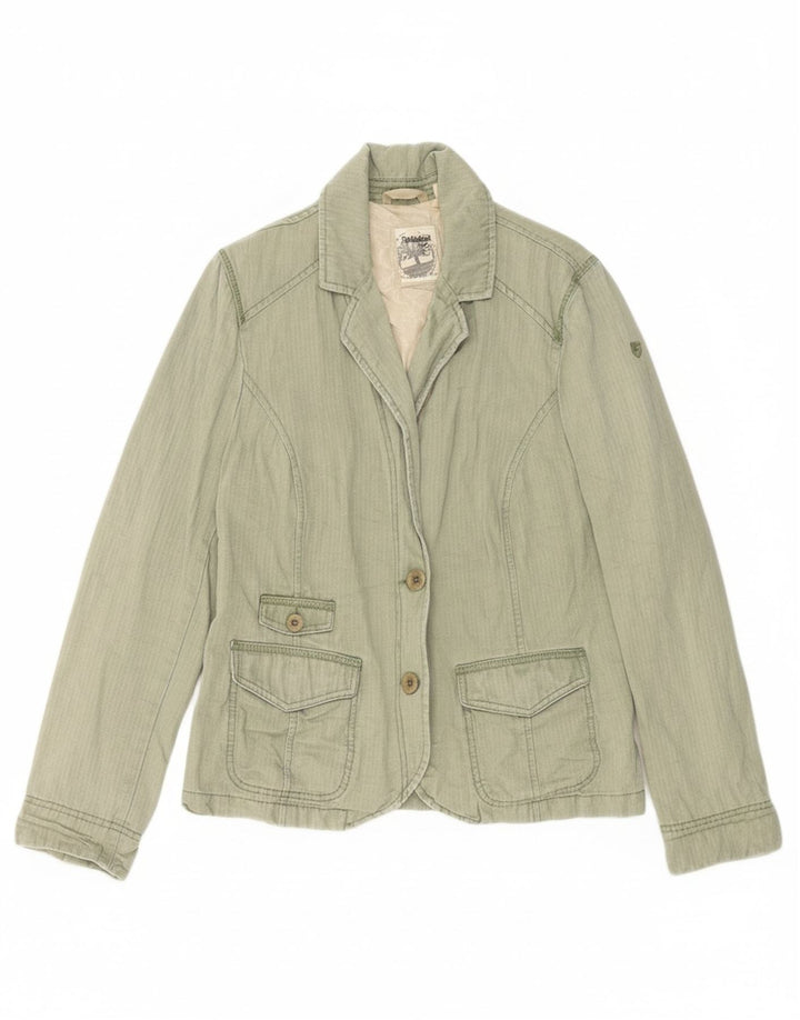 TIMBERLAND Womens 2 Button Blazer Jacket UK 16 Large Green Herringbone Vintage Timberland and Second-Hand Timberland from Messina Hembry 