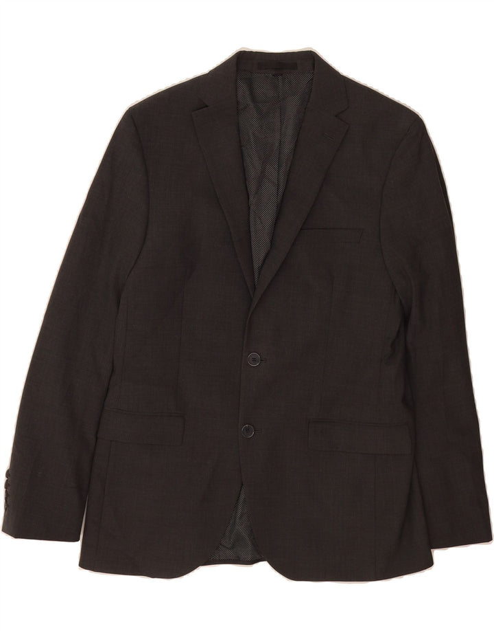 MARKS & SPENCER Mens Slim 2 Button Blazer Jacket UK 38 Medium Grey Vintage Marks & Spencer and Second-Hand Marks & Spencer from Messina Hembry 