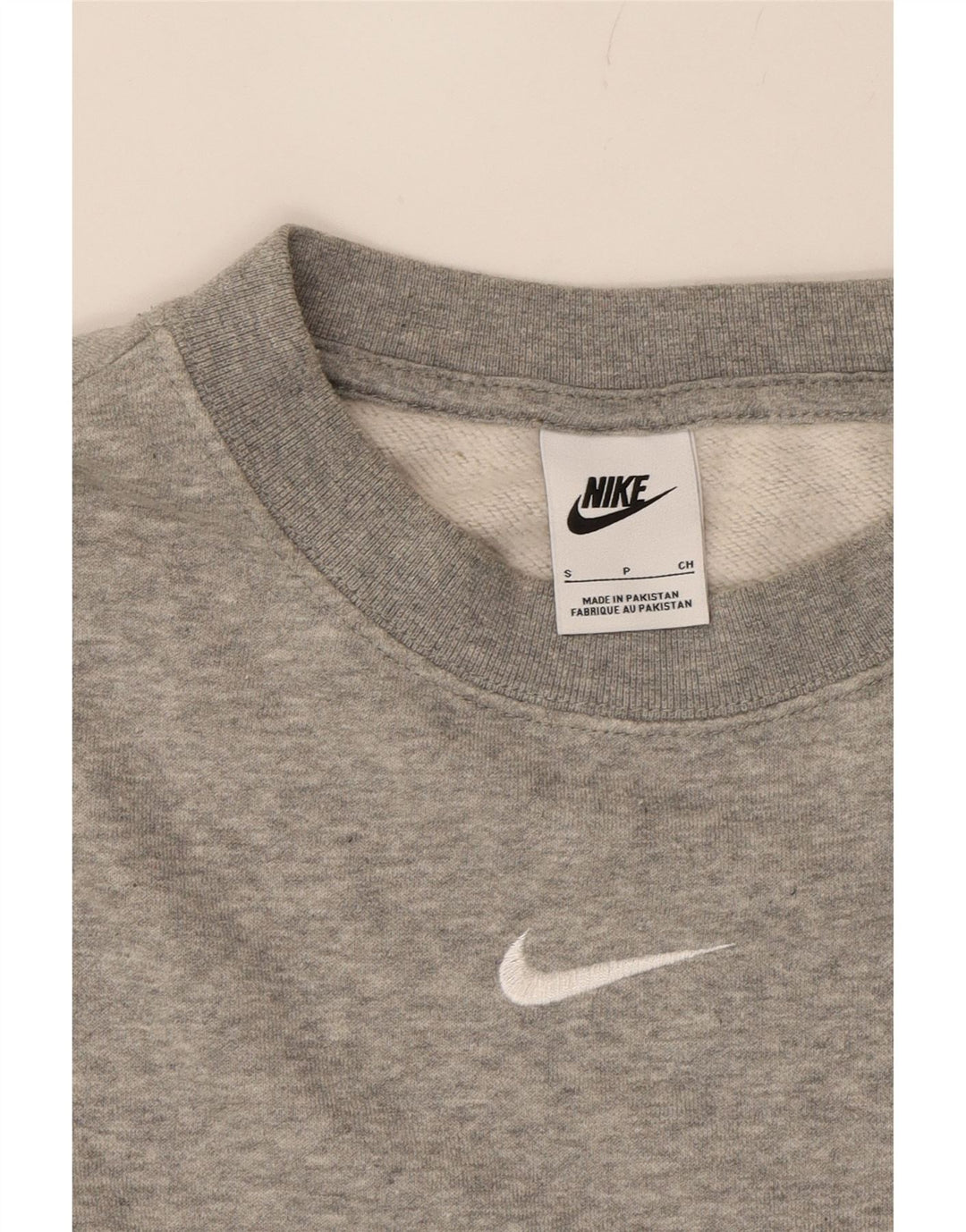 NIKE Womens Crop Oversized Sweatshirt Jumper UK 10 Small Grey Cotton Vintage Nike and Second-Hand Nike from Messina Hembry 