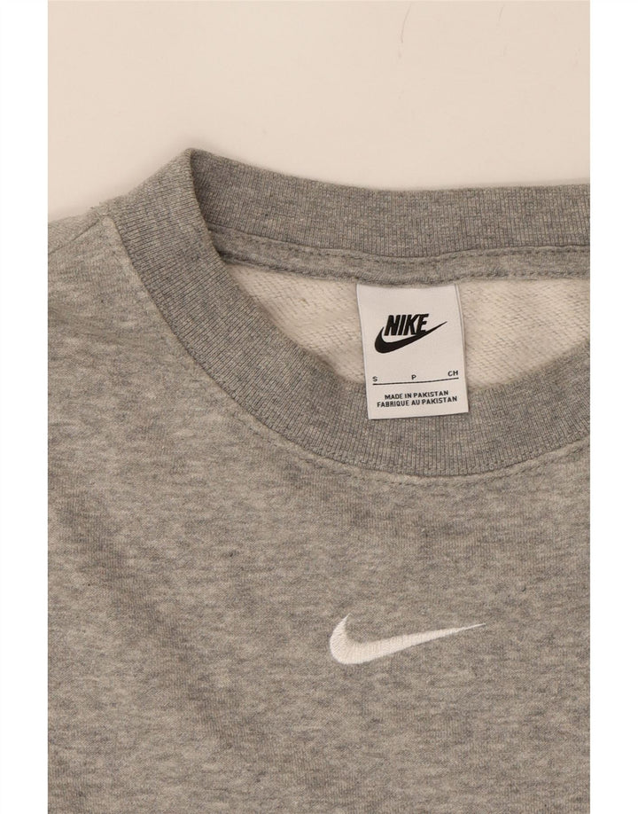 NIKE Womens Crop Oversized Sweatshirt Jumper UK 10 Small Grey Cotton Vintage Nike and Second-Hand Nike from Messina Hembry 