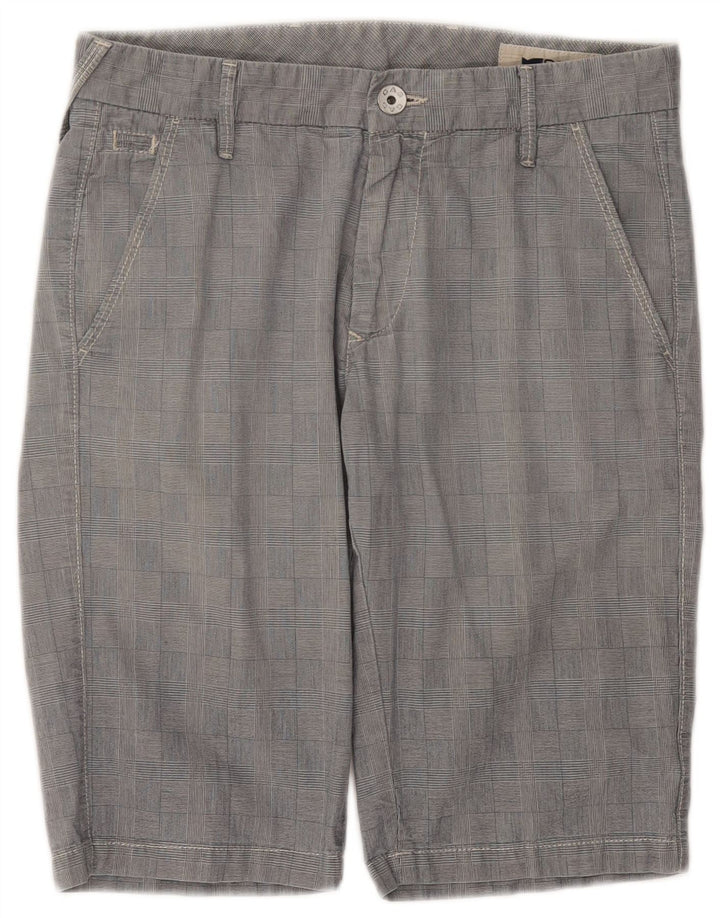 GAS Mens Chino Shorts W30 Medium  Grey Check Cotton