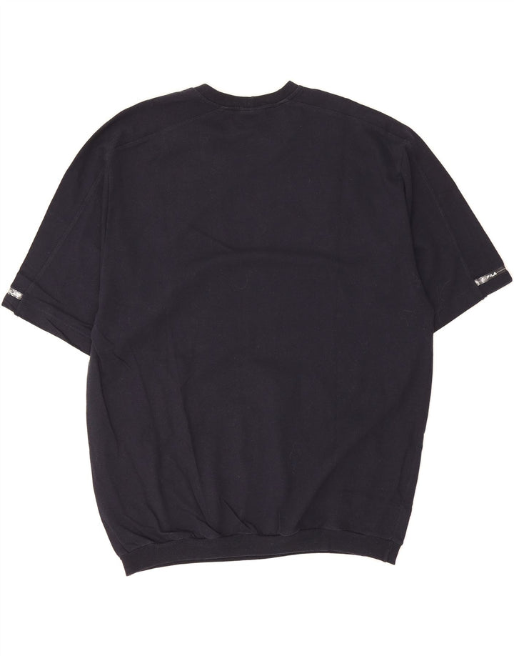 FILA Womens Longline Oversized Sweatshirt Jumper EU 38 Medium Navy Blue Vintage Fila and Second-Hand Fila from Messina Hembry 