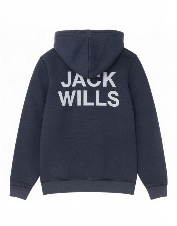 Jack Wills, muški pulover s kapuljačom s patentnim zatvaračem, srednje tamnoplavi pamuk