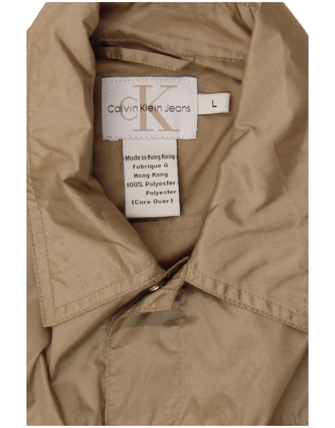 CALVIN KLEIN JEANS Womens Crop Bomber Jacket UK 16 Large Khaki Polyester