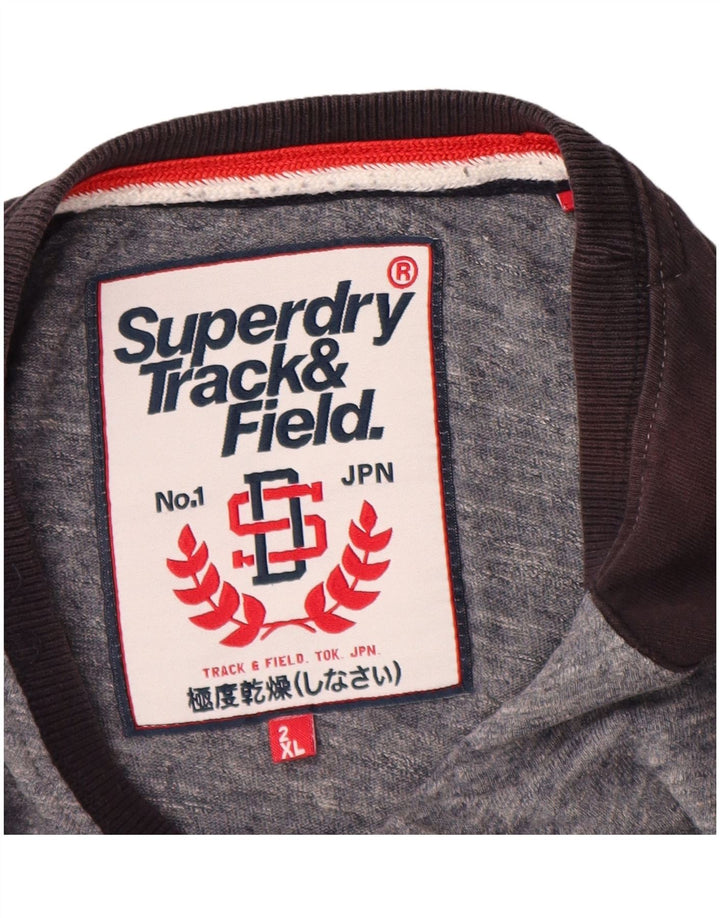 SUPERDRY muška grafička majica dugih rukava 2XL sivi pamuk u blokovima boja