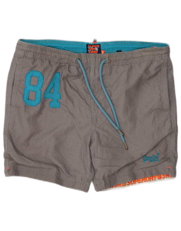 Superdry muške kratke hlače za kupanje s grafičkim motivima, veliki sivi poliester