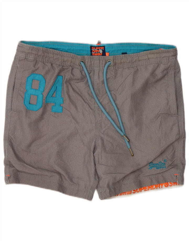 Superdry muške kratke hlače za kupanje s grafičkim motivima, veliki sivi poliester