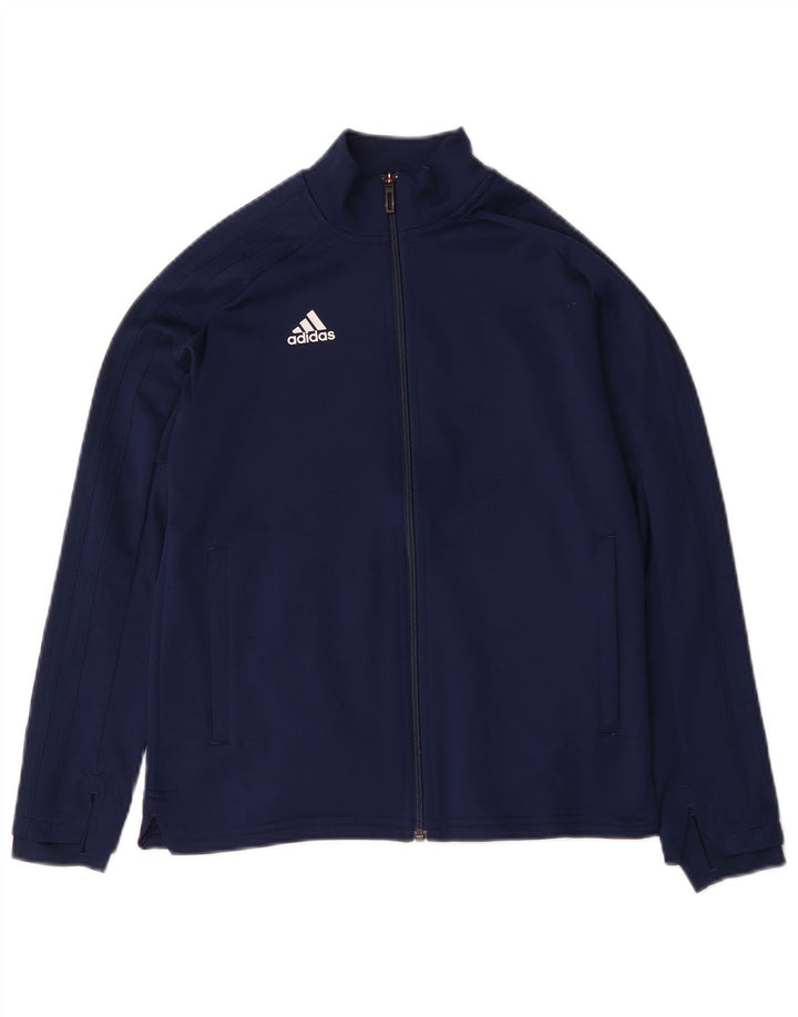 Gornja jakna od trenirke Adidas za dječake 11-12 godina tamnoplavi poliester