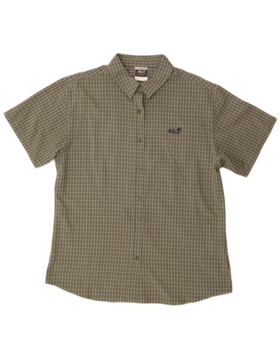 JACK WOLFSKIN Ženska košulja kratkih rukava UK 18 XL kaki karirani poliester