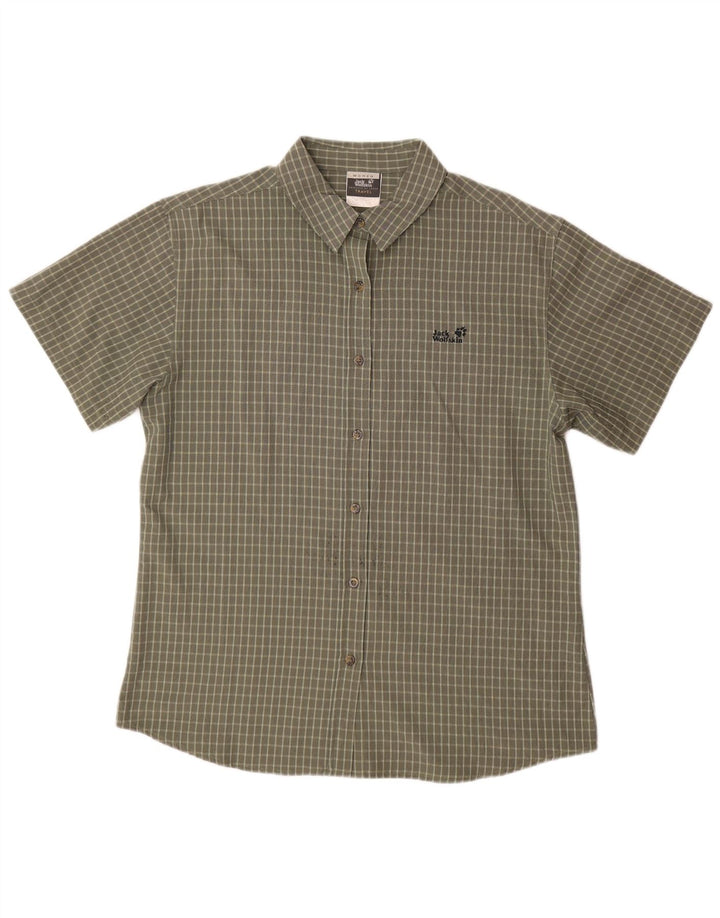 JACK WOLFSKIN Ženska košulja kratkih rukava UK 18 XL kaki karirani poliester