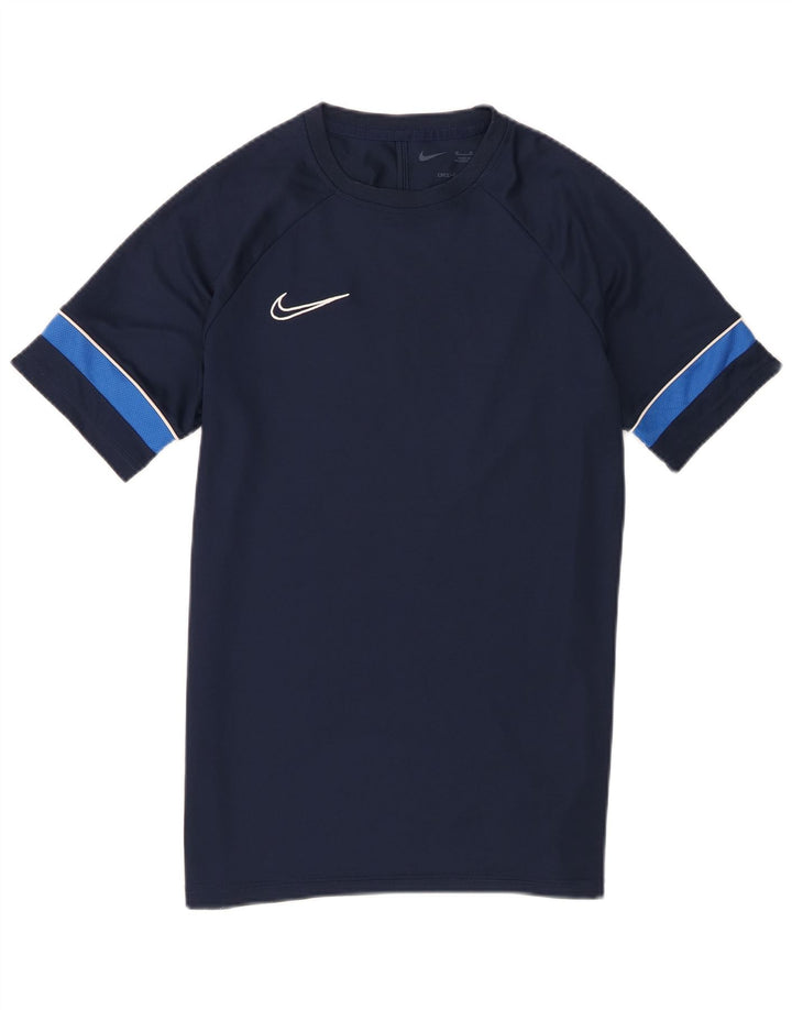 Nike Dri Fit T-Shirt Top Medium Navy Blue Colourblock