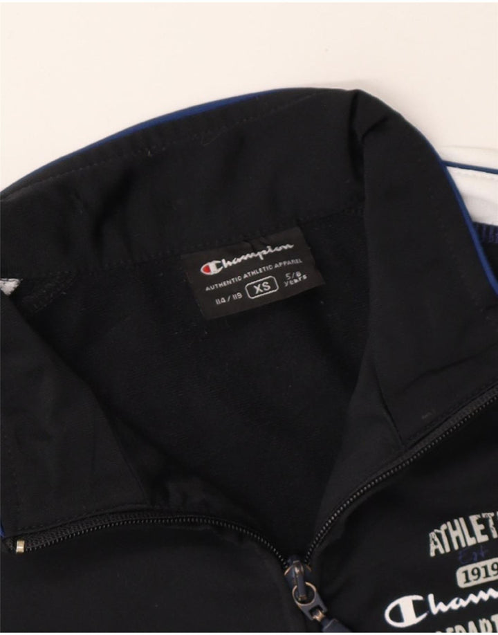 CHAMPION Boys Tracksuit Top Jacket 5-6 Years XS Black Polyester Vintage Champion and Second-Hand Champion from Messina Hembry 