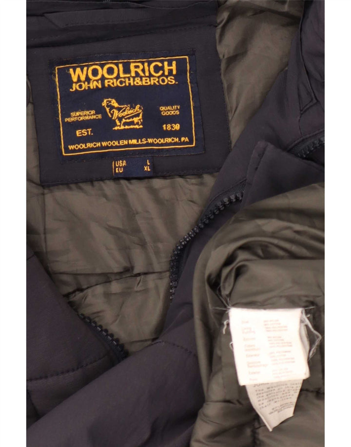 Woolrich muška podstavljena jakna s kapuljačom UK 40 Large tamnoplavi najlon
