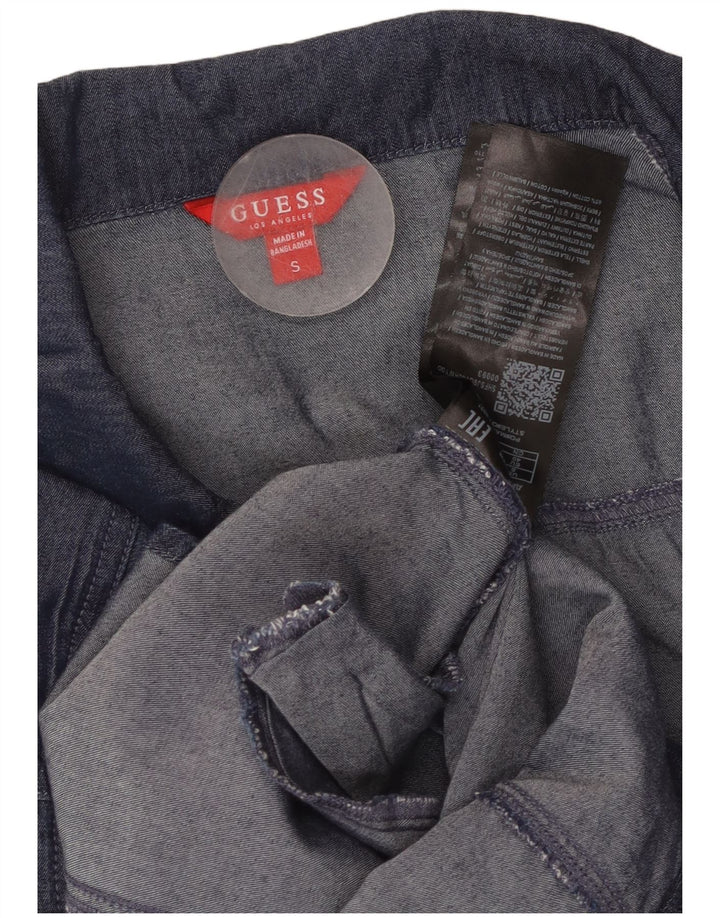 GUESS Ženska traper košulja haljina 3/4 rukava UK 10 Mala tamnoplava pamuk