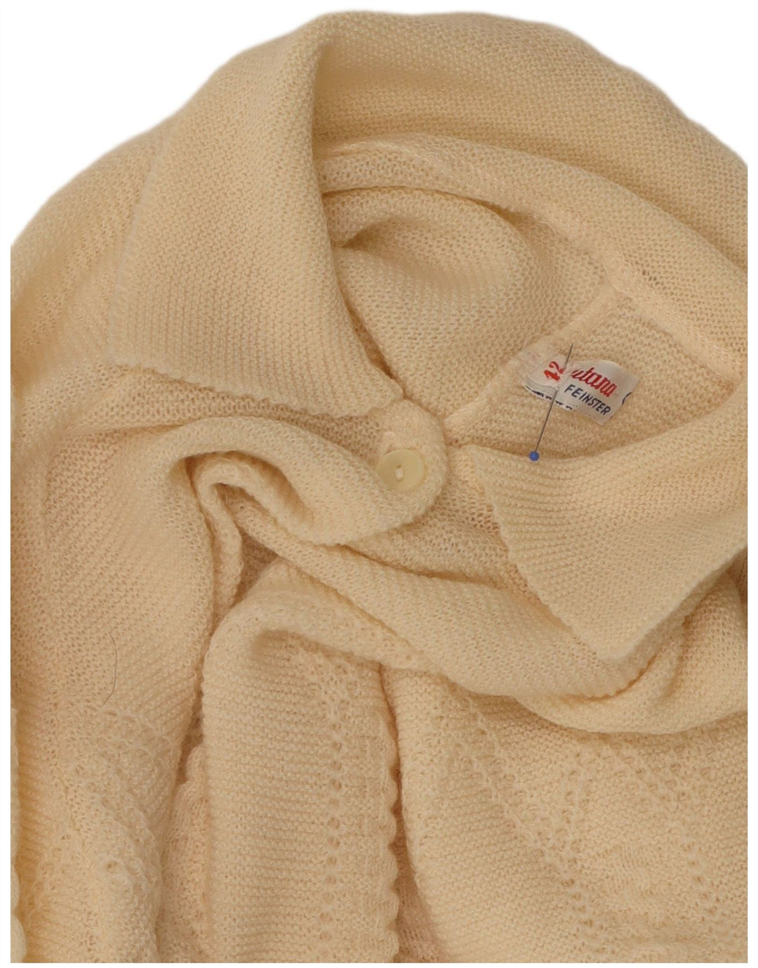 VINTAGE ženski kratki kardigan džemper IT 42 Srednje žuta merino vuna