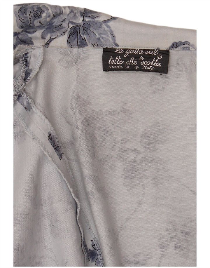 Vintage ženska bolero jakna s 1 gumbom UK 14 srednje plava cvjetna