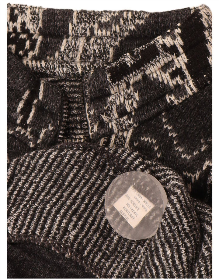 Vintage ženski kardigan pulover UK 18 XL crne geometrijske vune