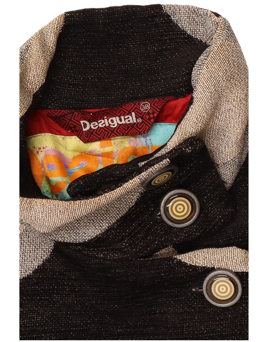 Desigual ženski kaput EU 38 srednje crni geometrijski poliester