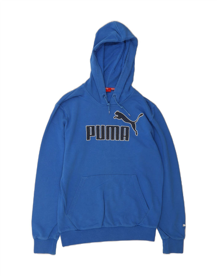 PUMA Mens Graphic Hoodie Jumper Small Blue Vintage Puma and Second-Hand Puma from Messina Hembry 