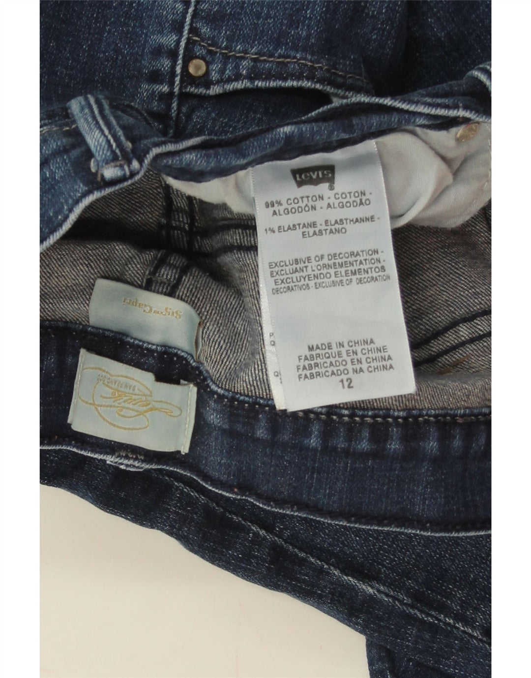 LEVI'S ženske Capri traperice US 12 Large W32 L19 tamnoplavi pamuk