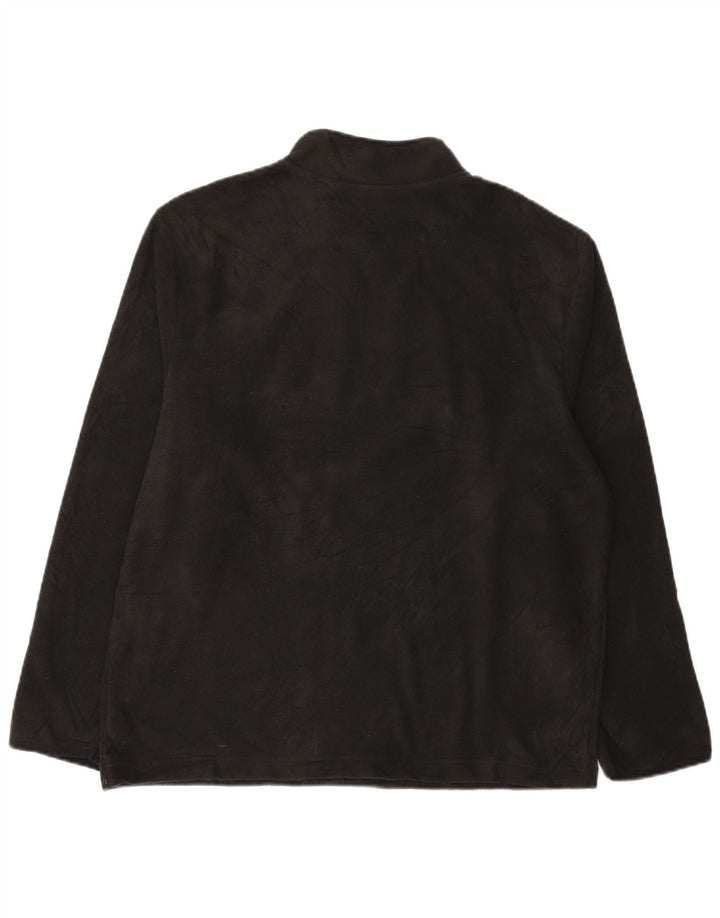STARTER Mens Zip Neck Fleece Jumper Large Black Polyester