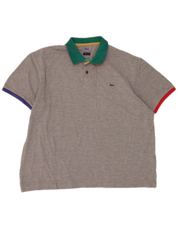 Harmont & Blaine Mens Regular Fit Polo Shirt 2XL Grey Colourblock Cotton