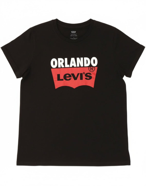 Levi's ženska majica kratkih rukava Orlando Graphic UK 12 srednje crni pamuk