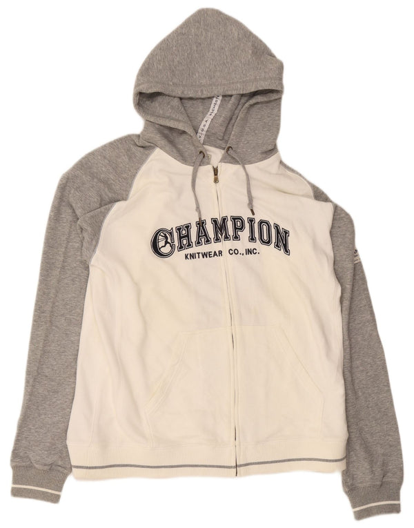 Champion muški pulover s kapuljačom s grafičkim patentnim zatvaračem 2XL bijeli pamuk u blokovima boja