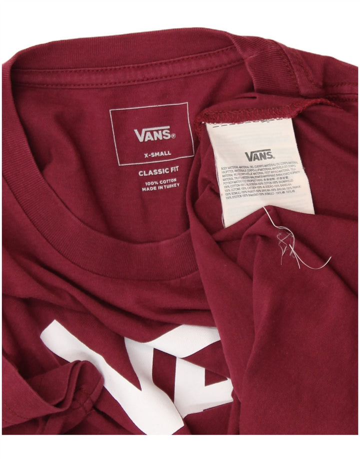 VANS Ženska majica kratkih rukava klasičnog kroja UK 6 XS Bordo pamuk