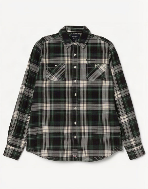 PEPE Jeans Ženska flanelska košulja UK 14 Srednje zelena karirana pamuk