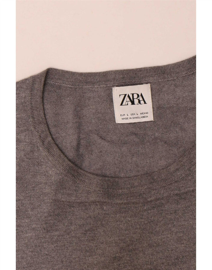 Zara muški džemper s okruglim izrezom veliki sivi