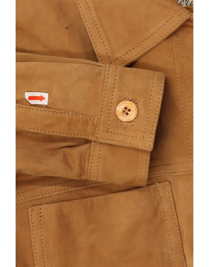 VINTAGE Ženska opuštena jakna od brušene kože UK 18 XL smeđa koža