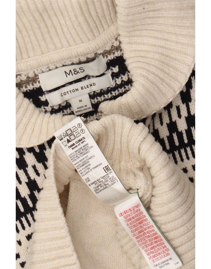 Marks & Spencer muški kardigan pulover s punim patentnim zatvaračem, srednje bijele boje Fair Isle