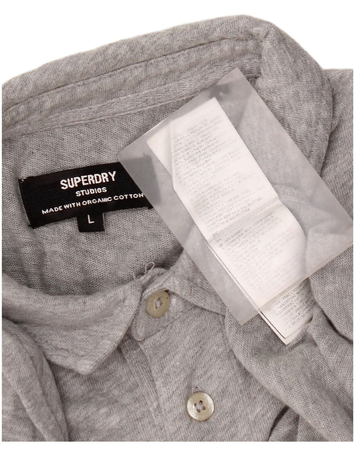 Superdry muška polo majica dugih rukava, veliki sivi pamuk