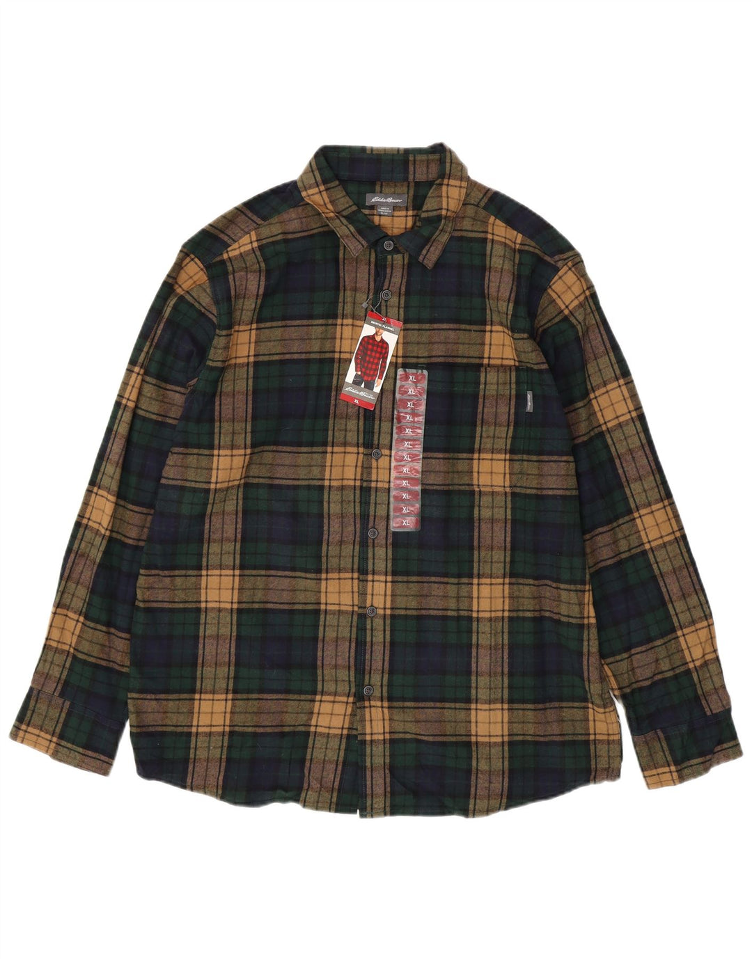 EDDIE BAUER Muška flanelska košulja XL, zeleni karirani pamuk