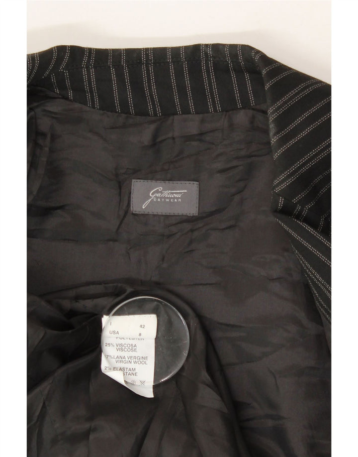 GATTINONI Womens 3 Button Blazer Jacket IT 42 Medium Black Pinstripe Vintage Gattinoni and Second-Hand Gattinoni from Messina Hembry 