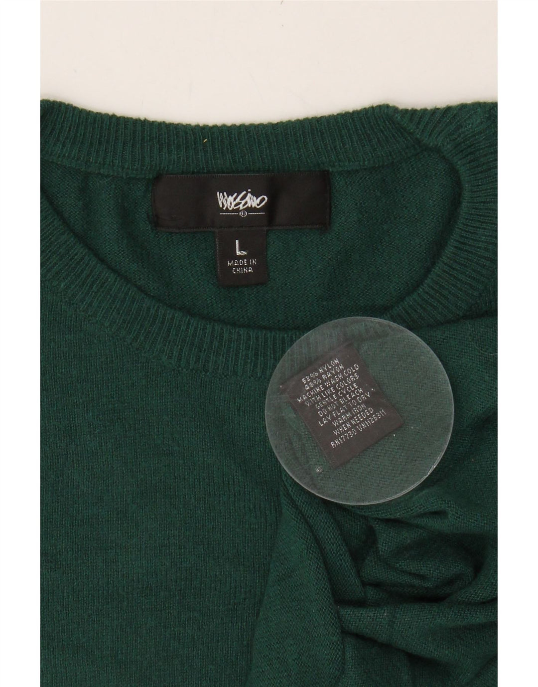 MOSSIMO Womens Crew Neck Jumper Sweater UK 14 Large Green Nylon Vintage Mossimo and Second-Hand Mossimo from Messina Hembry 