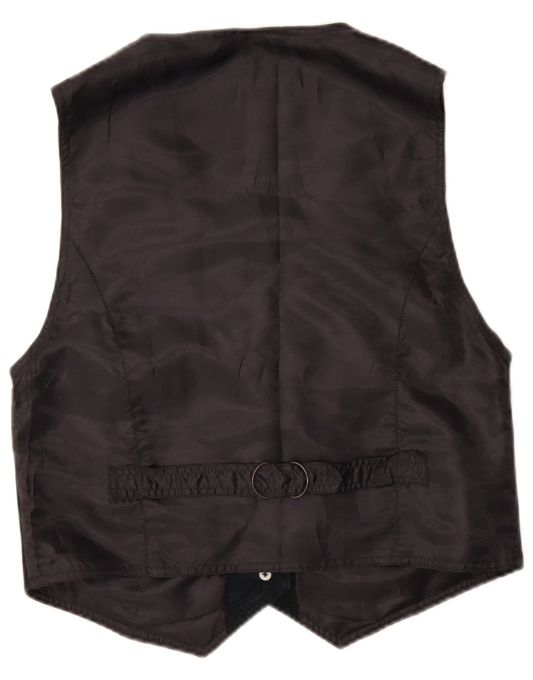 Vintage ženski prsluk od brušene kože UK 10 mali crni kožni