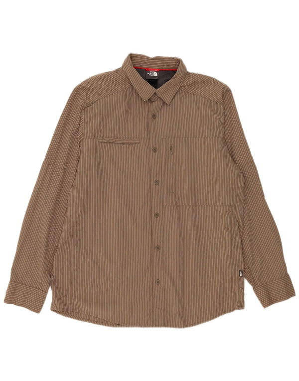 The North Face Mens Shirt Large Brown Pinstripe Nylon
