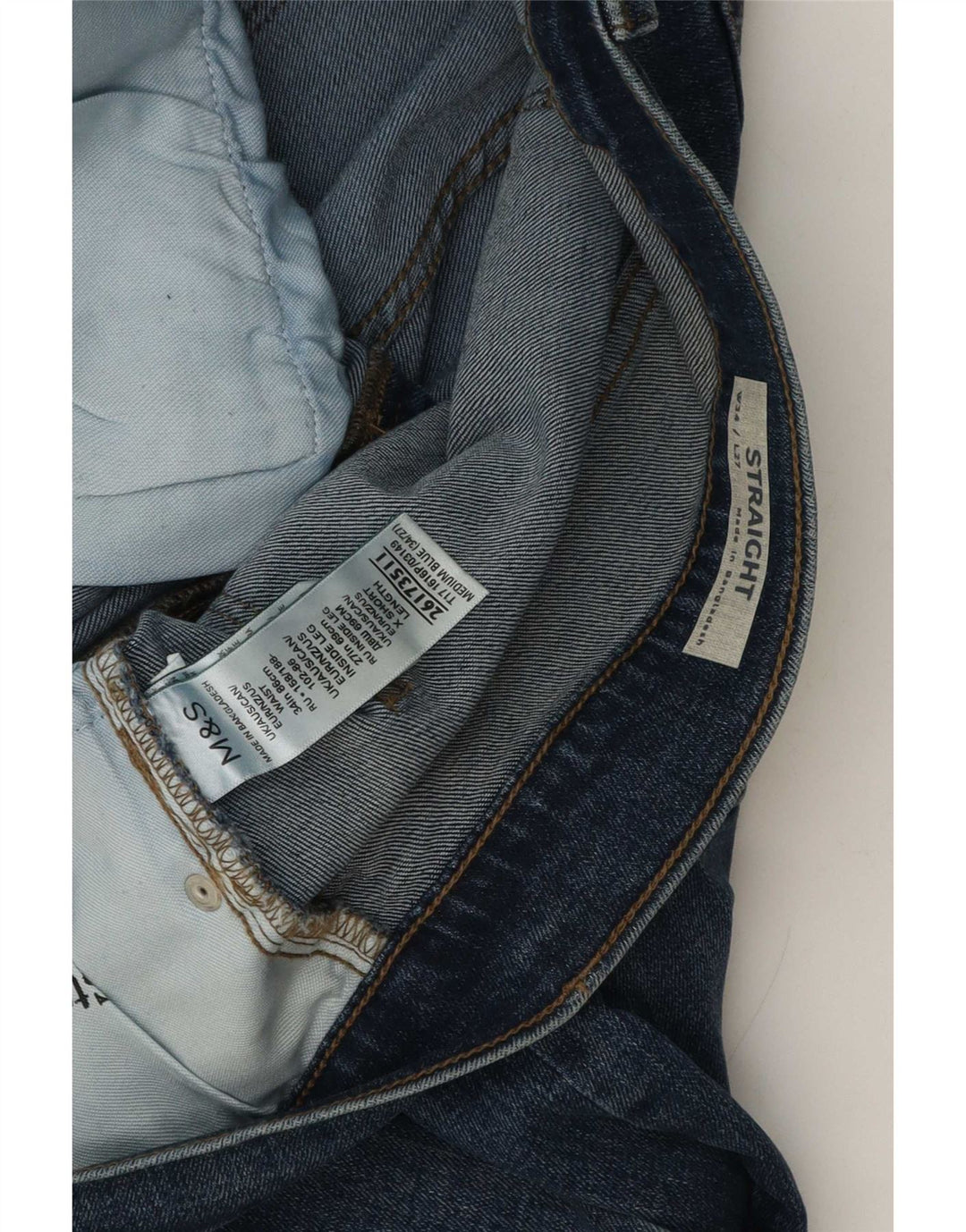Marks & Spencer muške ravne traperice W34 L27 plavi pamuk