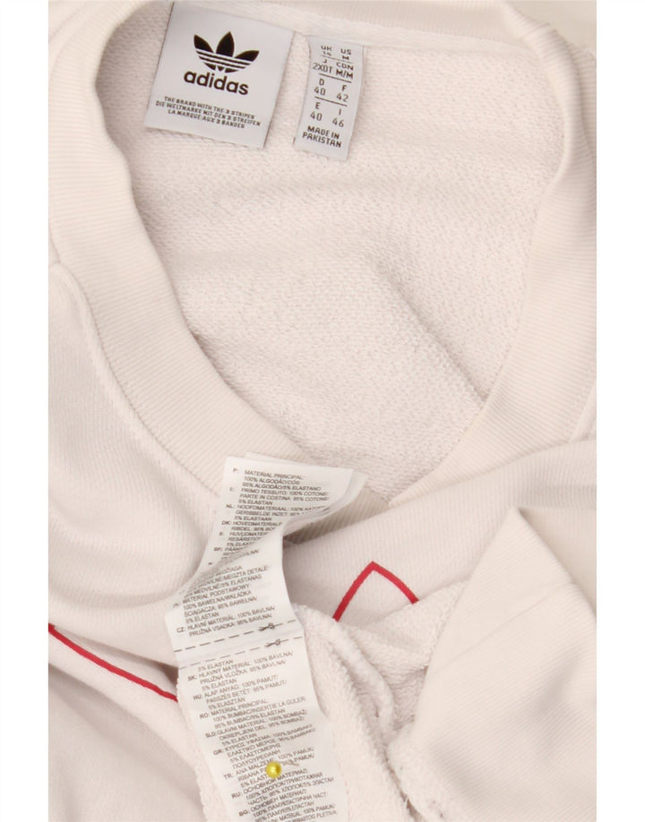 ADIDAS ženski džemper s grafičkim motivima UK 14 Veliki bijeli pamuk